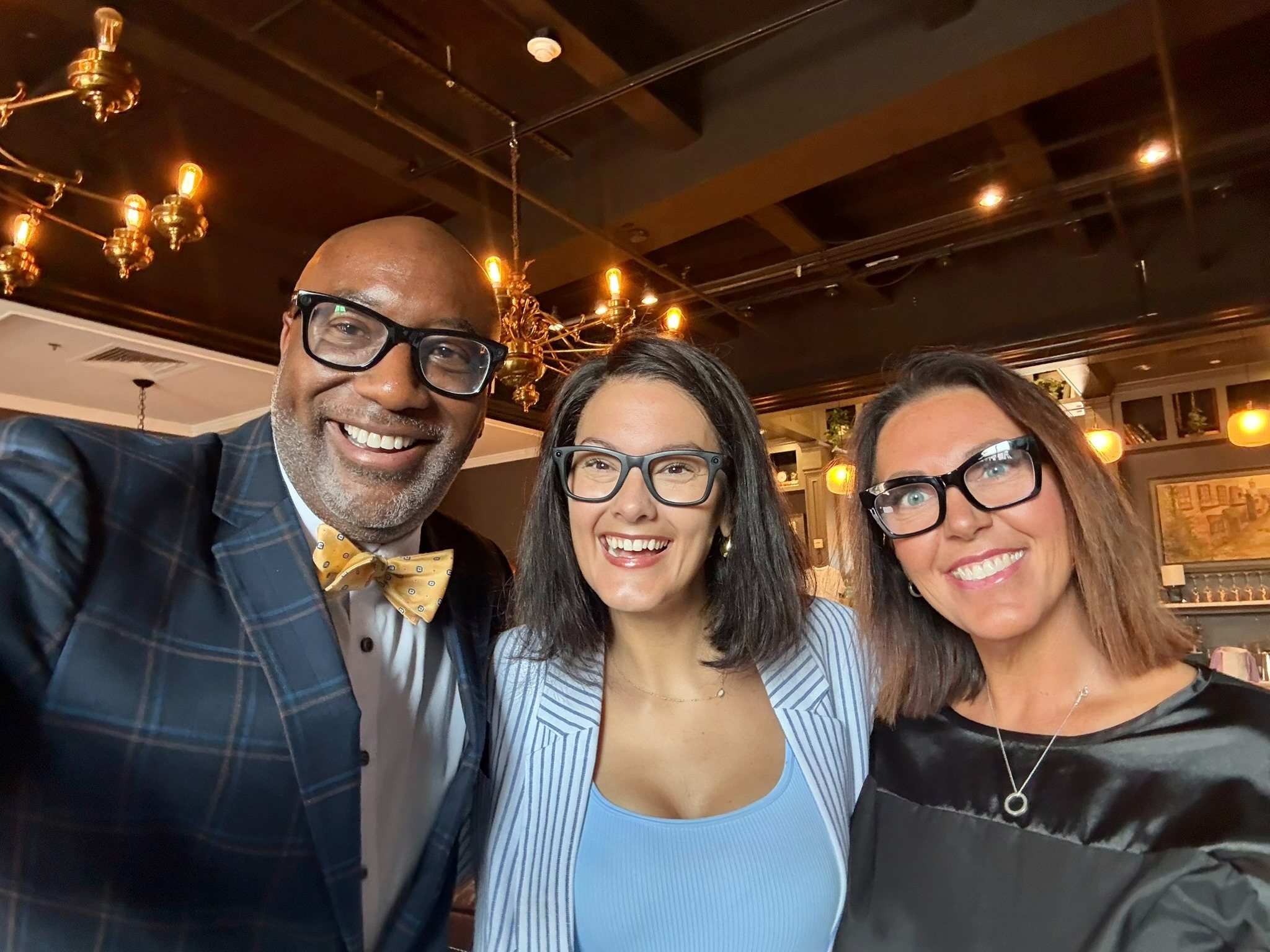 Dr. David Banks, Sarah Gilliam, and Kelly Harple in a selfie at Fifty Fifty Wine and Martini Bar